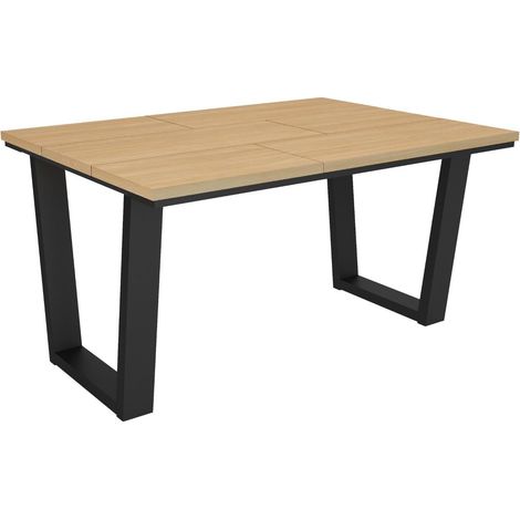 Skraut Home - Tavolo da Pranzo, Cucina, Sala da pranzo, 140x90x74cm, Per 6 persone, Tavolo Cucina, Stile moderno, Rovere soft (1/5)