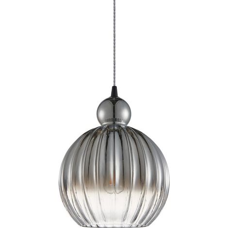 Italux Biron - Luminaire suspendu moderne noir mat 1 lumière avec abat-jour gris fumée, E27 dimmable (1/2)