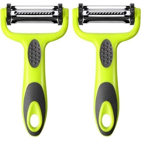 JSSEVN - 2-Piece 3-in-1 Multifunctional Peeler Set: Swivel Vegetable Peeler, Rotating Peeler, Carrot Peeler, Potato Peeler (Green) (1/4)