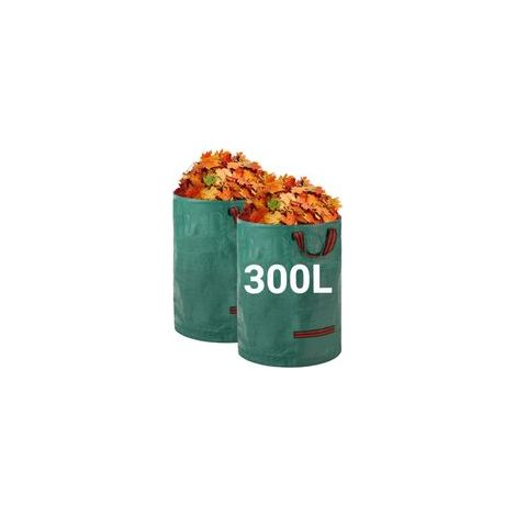 Sacs à Déchets de Jardin Robustes 300Lx2 Sacs de Jardin Réutilisables avec Poignées Pliables et Réutilisables Tissu Industriel pour Feuilles Déchets Débris (1/5)