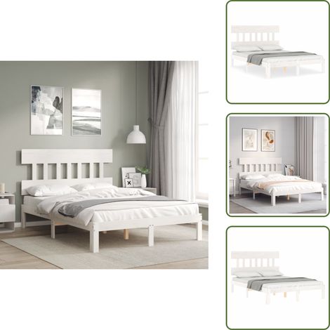 Cama de pino - vidaXL Estructura de cama sin colchón madera de pino blanca 120x200 cm - Cama de madera blanca