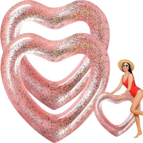 Bouée piscine gonflable en forme de cœur 120 cm, adulte (1/5)