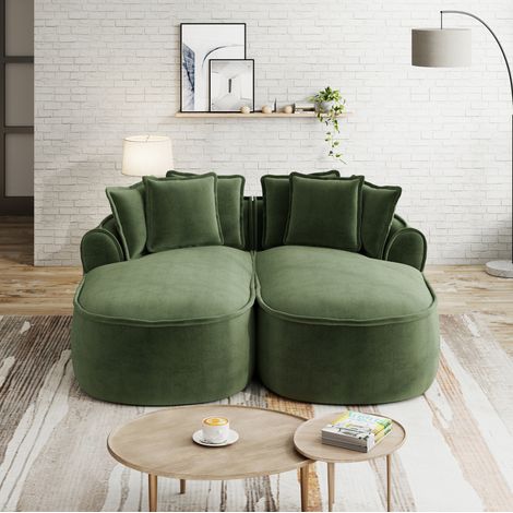 Sofá modular chaise longue chenilla verde OKMYHOME (1/5)