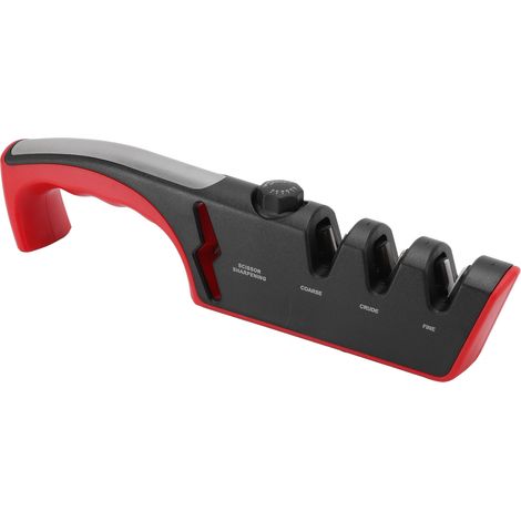 Affûteur de couteaux diamant noir ergonomique multifonctionnel réglable à 3 niveaux, outil de cuisine rouge (1/5)