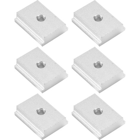Lot de 6 écrous à rainure en T, écrous coulissants M6 pour rail en T, écrous à rainure en aluminium, écrous coulissants pour rail, écrous à rainure pour meubles pour fixation par rainure (1/5)
