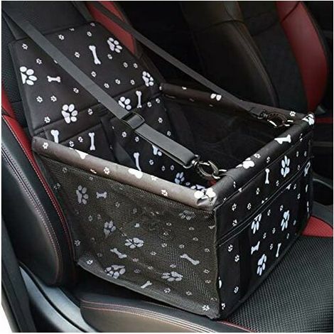 Siège rehausseur de voiture pour chiens ou chats Housse de rehausseur de voiture en tissu Oxford imperméable avec ceinture de sécurité de voyage Chinots (noir et blanc) (1/5)