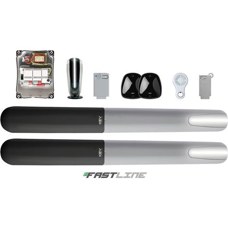 Kit 900KRAY3024FEK pour portails battants jusqu'à 3 m, connecté FASTLINE, unité de commande 24 VDC, 14A, avec fonction NLS. Inclus : 1x ECLIPSE, 1x FT33, 1x SUB44WR, 1x KUBE