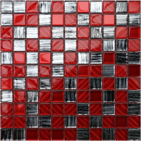 Ilcom mosaico in vetro su rete per bagno e cucina  30cm x 30cm - Red Jeans (1/4)