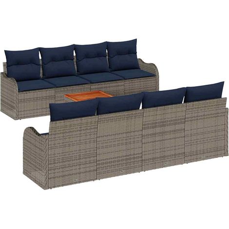 Garden Sofa Set 9 pcs Grey Poly Rattan vidaXL (1/5)
