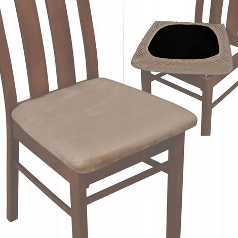 Funda de asiento de silla TESS de terciopelo beige