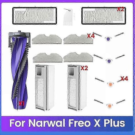 Pièces de rechange compatibles avec votre aspirateur robot : brosse principale, filtre HEPA, lingettes de nettoyage, sacs à poussière et brosses latérales (kit d’accessoires SI). WHBYV (1/4)