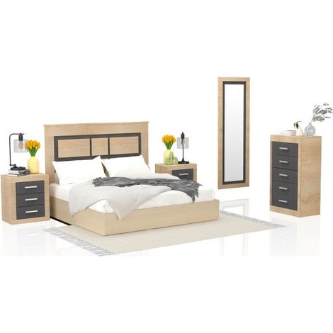 Dormitorio Kira 5C Cambria - Grafito (ancho) x 119cm (alto)