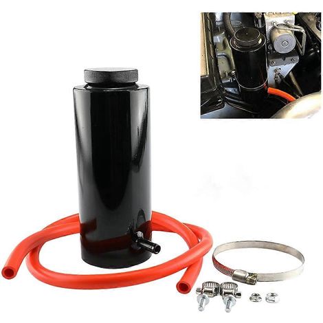 Réservoir de liquide de refroidissement universel 800 ml, vase d'expansion, récupérateur de liquide de refroidissement, réservoir de trop-plein, style automobile en aluminium (1/5)