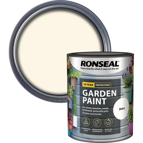 Ronseal Garden Paint Daisy 750ml - Exterior Outdoor Wood, Metal, Brick, and Shed Paint