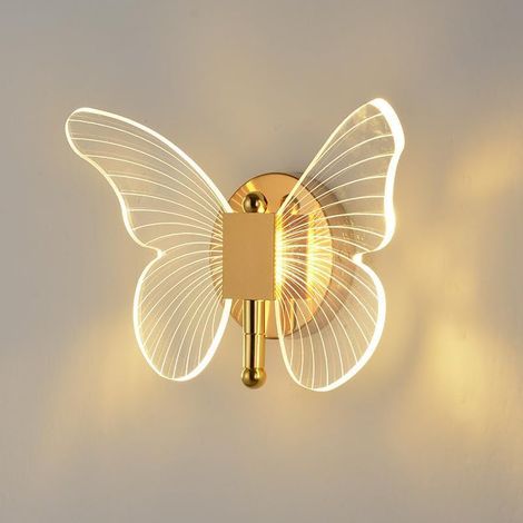 Applique Murale Acrylique à Intensité Variable en Couleurs,Applique Murale LED Papillon Créatif,Applique Murale Intérieure de Chevet pour Chambre à Coucher,Éclairage Décoratif Moderne (1/5)