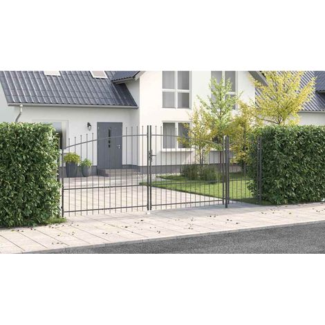 Puerta de jardín WOERDEN 175 x 500 cm Acero Gris Con cerradura vidaXL