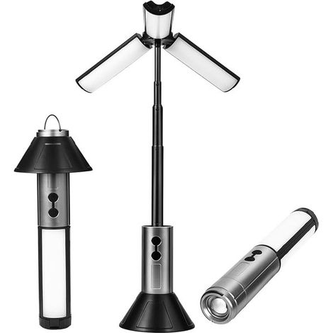 Lanterna da campeggio telescopica - Luce da campeggio pieghevole - Luce da tenda con batteria da 3000 mAh - Illuminazione di emergenza - Campeggio - Ricaricabile - Pieghevole - Lampada da campeggio - 