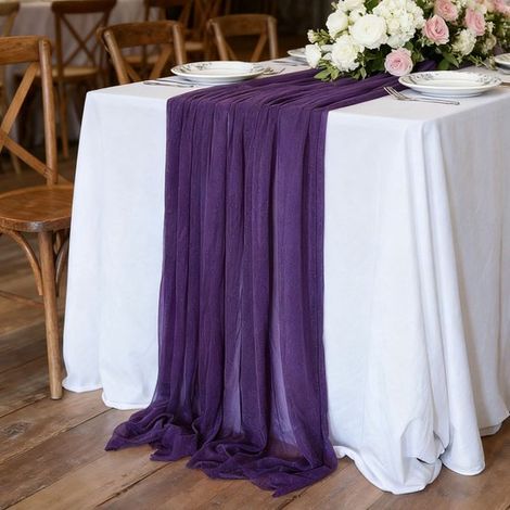 Bandiera da tavolo, Heman Draperie, Beauty Yarns BaLiSha, decorazione per matrimoni, compleanni ed eventi, tovaglia in chiffon crepe, 1 pezzo, verde salvia (1/5)
