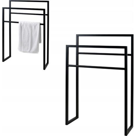 Toallero metálico estilo loft, color negro, estilo loft moderno Reze, 45x20x78 (1/5)