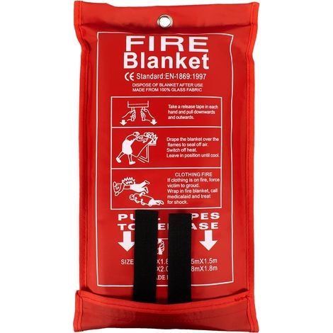 (1,8 x 1,8 m) Couverture antifeu pour la maison et la cuisine Couverture d'urgence en fibre de verre pour personnes Protection ignifuge et isolation thermique. (1/5)