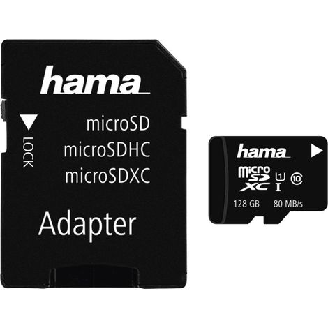 Hama microSDXC 128GB Class 10 80MB/s + SD-Adapter