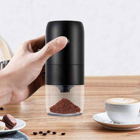 Kaffeemühle, USB Wiederaufladbare Elektrische Kaffemühle mit Keramik Kegelmahlwerk Einstellbarer Grobheit Espresso Kaffeemühle Tragbare Wiederaufladbare 30g für Bohnen, Gewürze (Schwarz) (1/5)