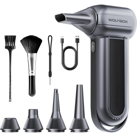 Souffleur Air Comprimé, Souffleur PC 150 000 tr/min Moteur sans balais rechargeable, 3 vitesses, nettoyage PC, clavier, voiture, intérieur et extérieur (1/5)