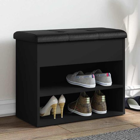 vidaXL Panca Porta Scarpe Nera 62x32x50 cm in Legno Multistrato (1/5)