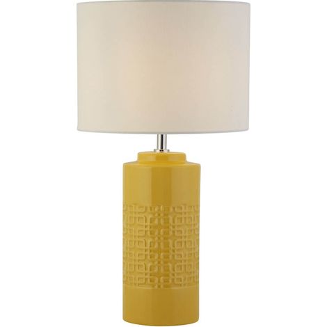 Lampe de table Tablu jaune ocre avec capuchon blanc - EU60062