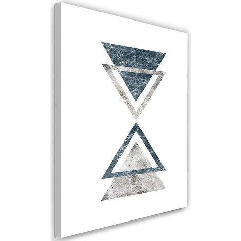 Tableau sur toile Abstrait Marbre Triangles Bleu 40x60 (1/5)