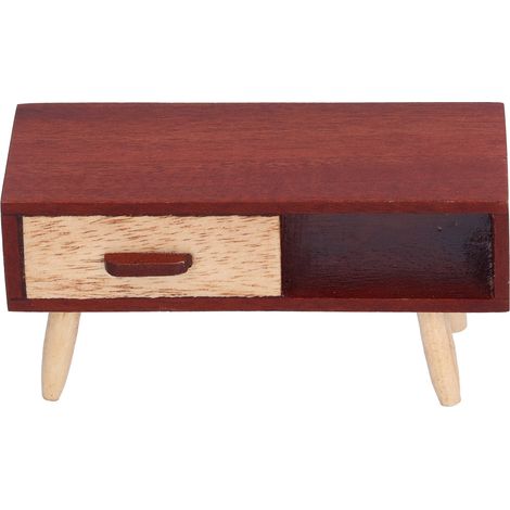 Meuble TV miniature 1:12 en bois pour maison de poupée, décoration modèle jouet enfant. (1/5)