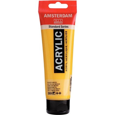 Peinture acrylique - ROYAL TALENS - AMSTERDAM - Jaune moyen - 120 ml - Tube (1/2)