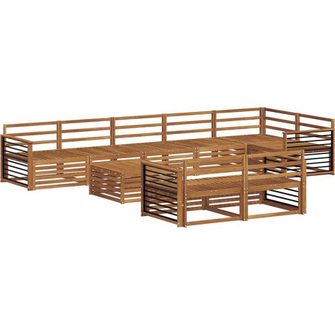 Outdoor Sofa Set 9 pcs Natural Solid Acacia Wood vidaXL (1/5)