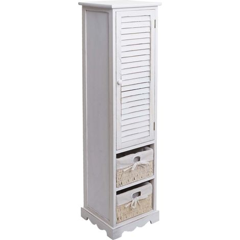 [NEUWERTIG] Badezimmerkommode HHG-674, Badezimmer Schrank Badschrank Badregal, 120x27x29cm Massiv-Holz shabby weiß