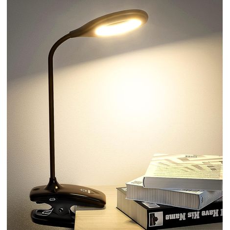 MINKUROW Lampada Da Lettura A 24 Led, 3 Livelli Di Luminosità Regolabili Proteggi Occhi Lampada Da Libro, Lampada Da Lettura Ricaricabile Usb, Lampada Da Tavolo Con Morsetto Touch Control [Nero] (1/5)