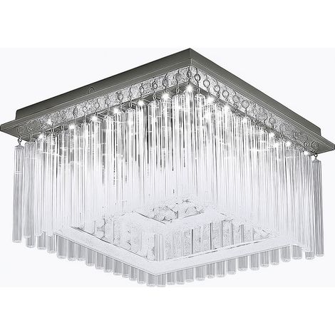 Lampada da soffitto plafoniera cristallo luce design lampada soggiorno camera da letto, aste in metallo vetro decorazione cristallo, 1x LED 21 watt 1860 lumen, HxLxL 21,5x36x36 cm