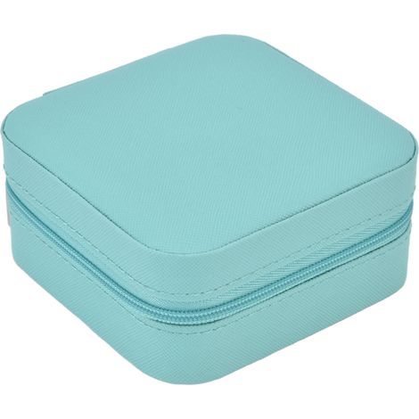 Schmuckaufbewahrungsetui aus Canvas, tragbare Schmuckbox für Halsketten, Ohrringe, Ringe, Tiffany-Blau (1/5)