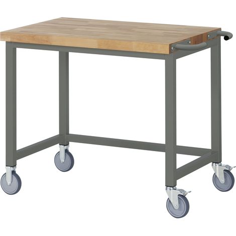 STIER Fahrbare Werkbank Premium, 100x70x88cm, Stahl & Buche, Montagewerkbank (1/5)