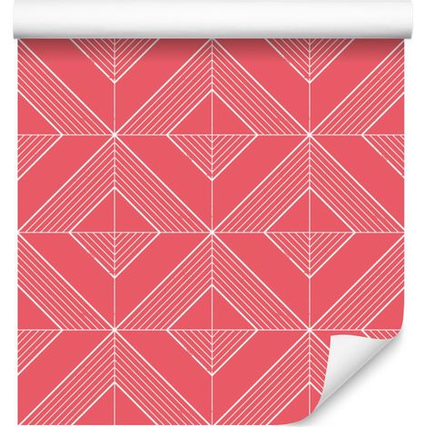 Carta da parati con rombi geometrici color corallo, montagna di corallo 50x1000 cm (1/5)