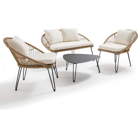 Salon détente en résine tressée 4 places (1/5)