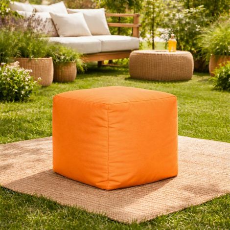 Pouf cube d'extérieur orange ARTA (1/4)