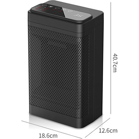 Chauffage d'appoint électrique compact et silencieux de bureau, avec télécommande et écran tactile à 3 vitesses (1500 W), minuterie 12 h, arrêt intelligent et technologie PTC. (1/2)