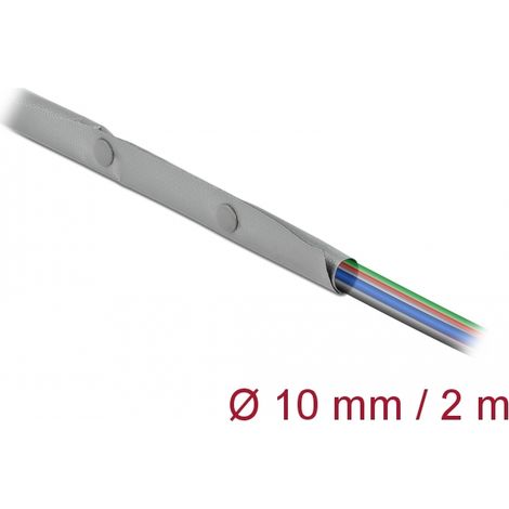 Delock Funda de cable con cierre de botÃ³n a presiÃ³n 2 m x 10 mm gris / negro