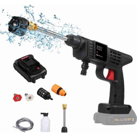 Battery-Powered High-Pressure Washer, Max 870 PSI Portable Cordless High-Pressure Washer with Accessories, 6-in-1 Multi-Function Nozzle, Ideal for Cars, Home, and Garden