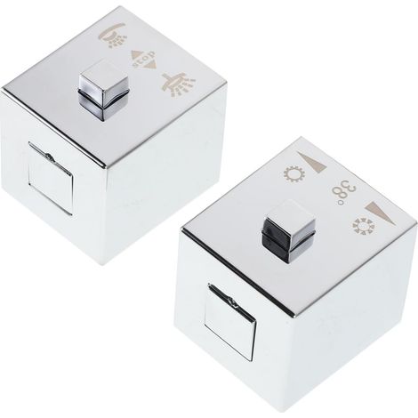 Lot de 2 Poignées Carrées Argentées pour Robinet de Salle de Bain (1/5)
