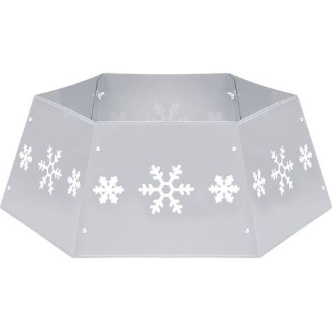 Jupe de sapin de Noël blanc argenté, 68 cm de diamètre et 25 cm de largeur (1/5)