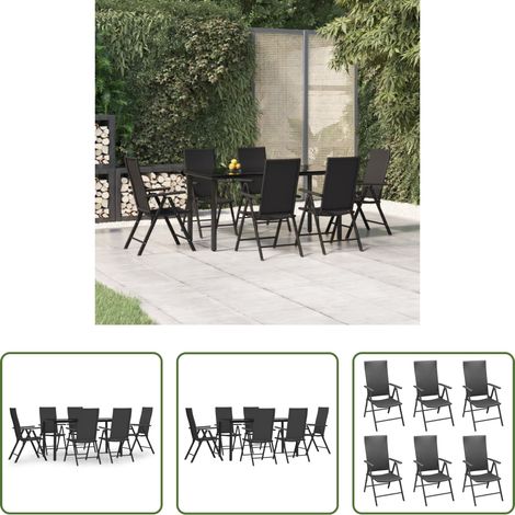 vidaXL Table de jardin - Ensemble à manger de jardin 7 pcs Noir Résine tressée (1/5)