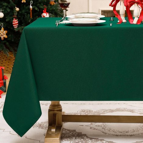 Nappe lavable Verte 140x100 cm Jacquard géométrique rectangulaire Décoration de Noël