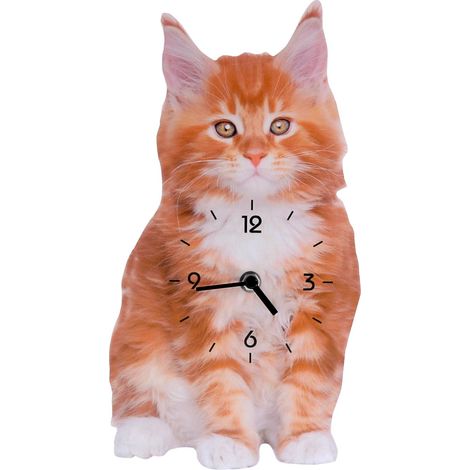 Orologio legno gatto arancione cm 30x16x3