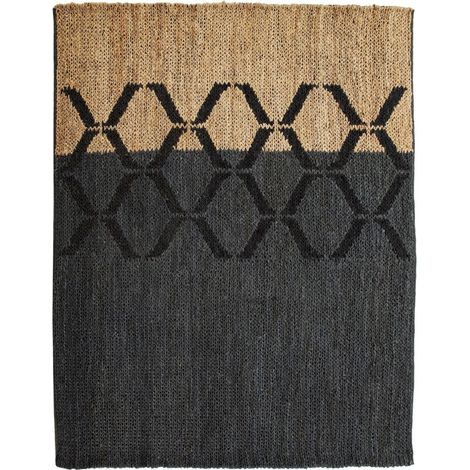 Tapis 200 x 250 cm Jute - Noir, Naturel